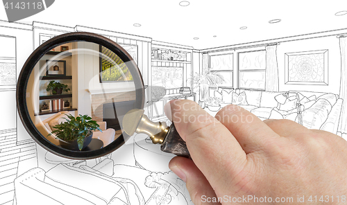 Image of Hand Holding Magnifying Glass Revealing Custom Kitchen Design Dr