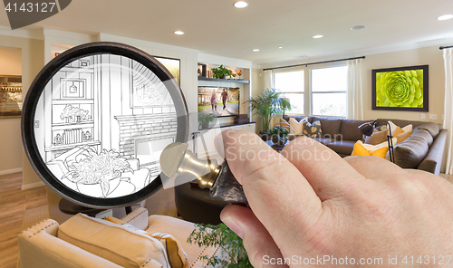 Image of Hand Holding Magnifying Glass Revealing Custom Kitchen Design Dr