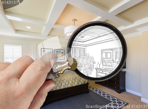 Image of Hand Holding Magnifying Glass Revealing Custom Kitchen Design Dr