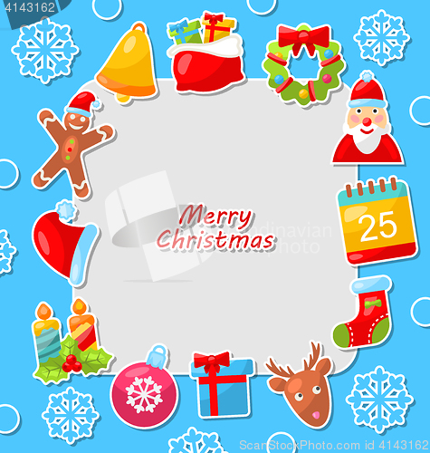 Image of Merry Christmas Celebration Card with Traditional Elements