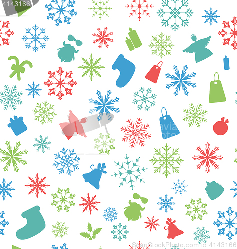 Image of Christmas Seamless Pattern with Traditional Elements