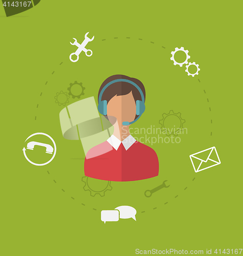 Image of Concept of business customer care service, modern flat icons of 