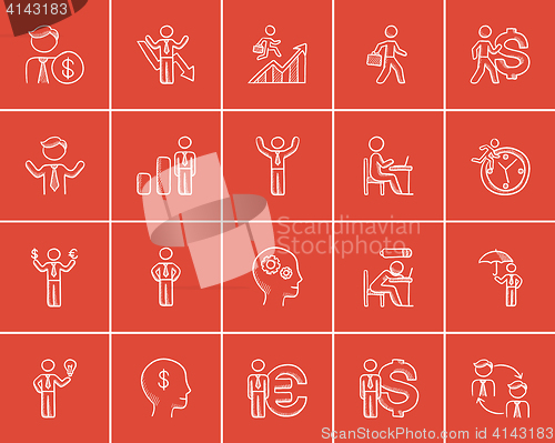 Image of Business sketch icon set.