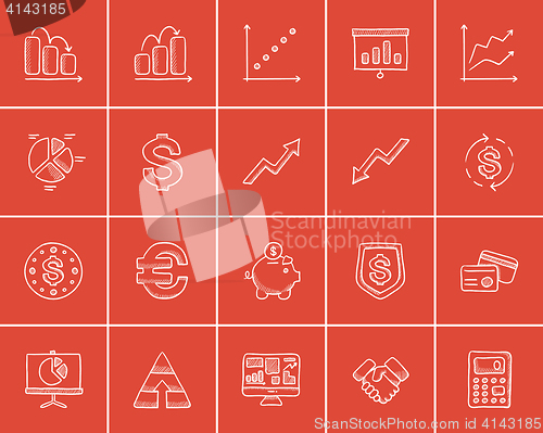 Image of Business sketch icon set.