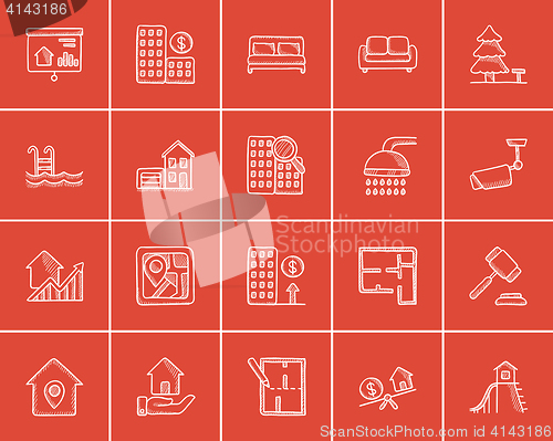 Image of Real estate sketch icon set.