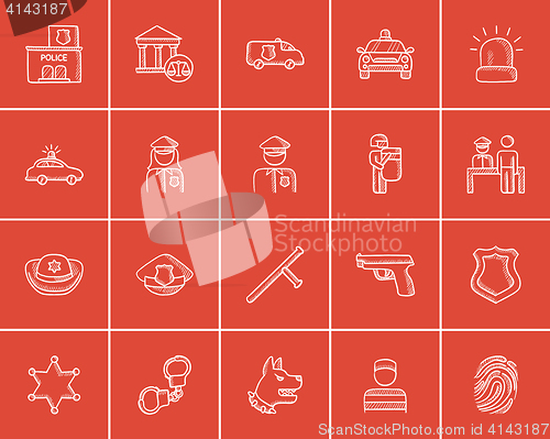 Image of Police sketch icon set.