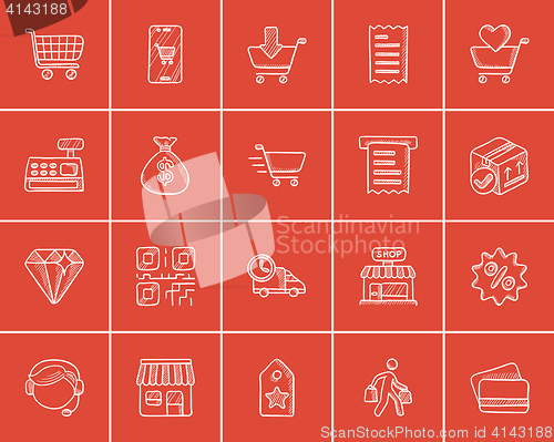 Image of Shopping sketch icon set.