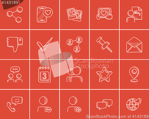 Image of Media sketch icon set.