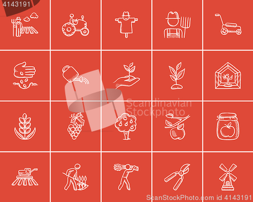 Image of Agriculture sketch icon set.