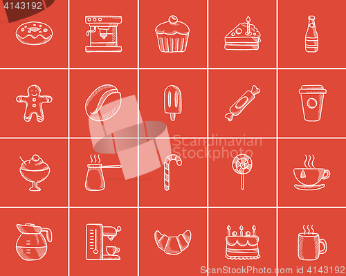 Image of Junk food sketch icon set.