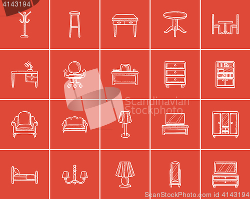 Image of Furniture sketch icon set.