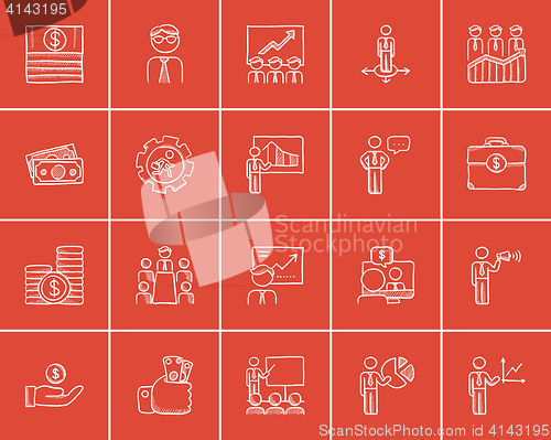 Image of Business sketch icon set.