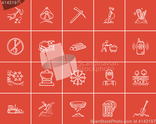 Image of Mining industry sketch icon set.