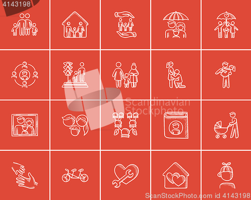 Image of Family sketch icon set.