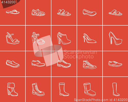 Image of Shoes sketch icon set.