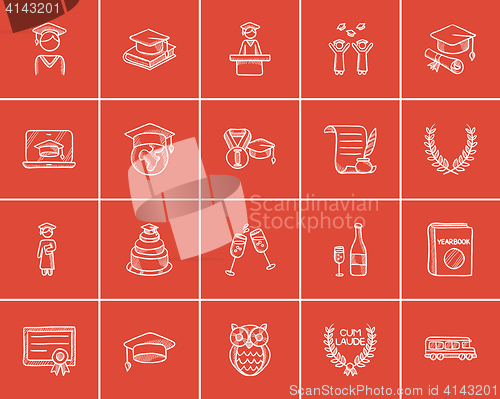 Image of Education sketch icon set.