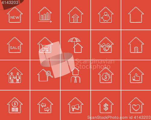 Image of Real estate sketch icon set.