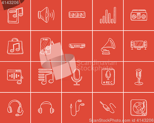 Image of Media sketch icon set.