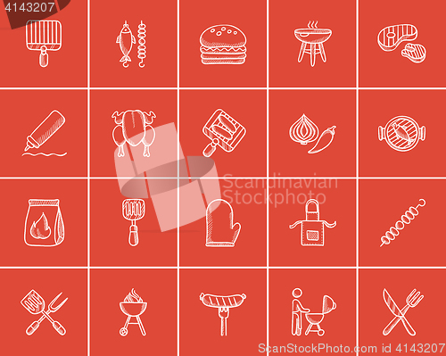 Image of Barbecue sketch icon set.