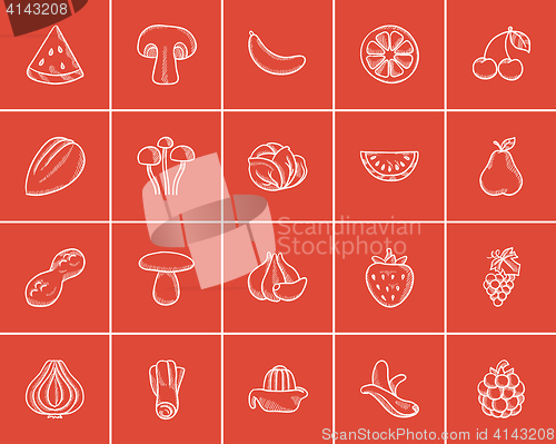 Image of Healthy food sketch icon set.