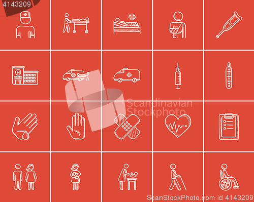 Image of Medicine sketch icon set.