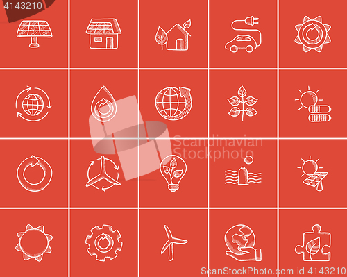 Image of Ecology sketch icon set.