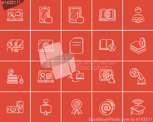 Image of Self-education sketch icon set.