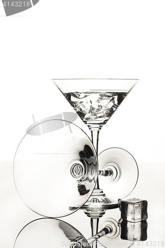 Image of Wineglasses On A Black Glass Studio Background