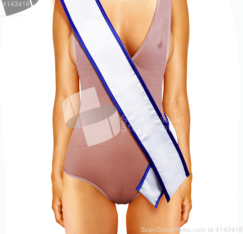 Image of woman body and tape of beauty contest