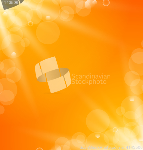 Image of Abstract orange bright background with sun light rays