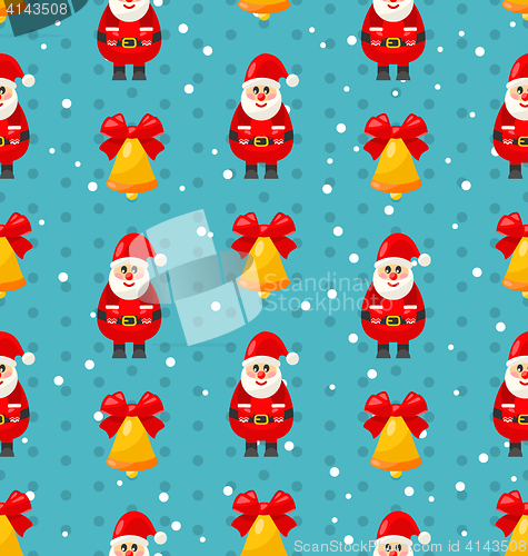 Image of Merry Christmas seamless pattern with Santa and jingle bell