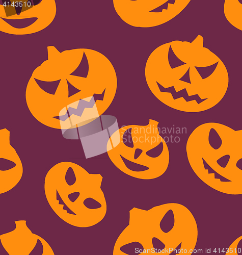 Image of Seamless Texture with Carving Pumpkins