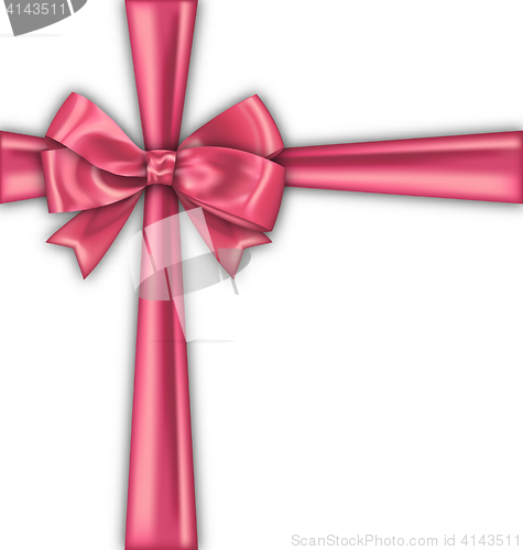 Image of Pink Realistic Satin Ribbon and Bow Isolated