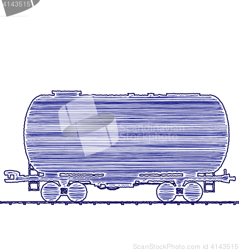 Image of Illustration petroleum cistern wagon freight railroad train, han