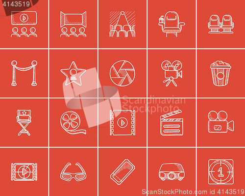 Image of Media sketch icon set.