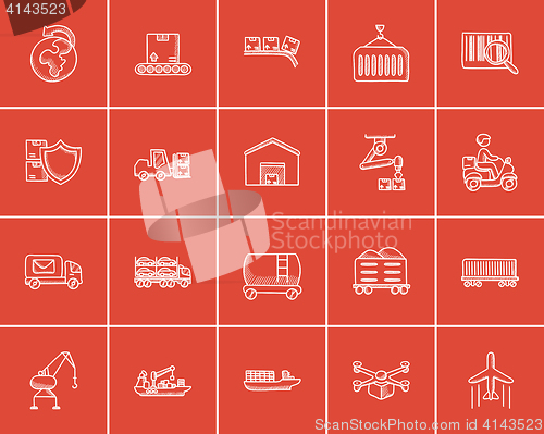 Image of Industry sketch icon set.