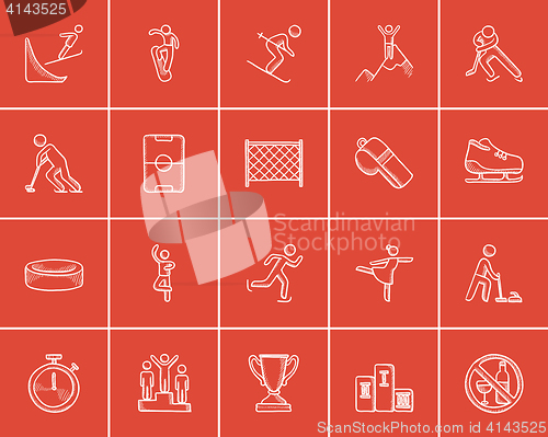 Image of Winter sport sketch icon set.