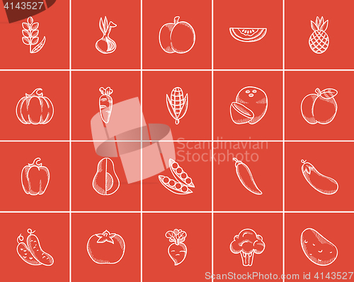Image of Healthy food sketch icon set.