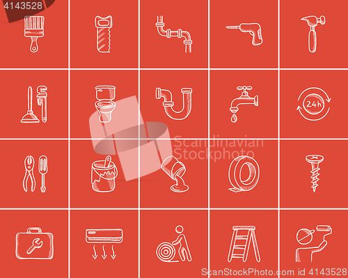 Image of Construction sketch icon set.