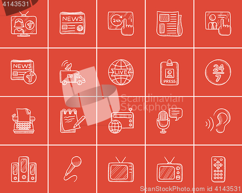 Image of Media sketch icon set.