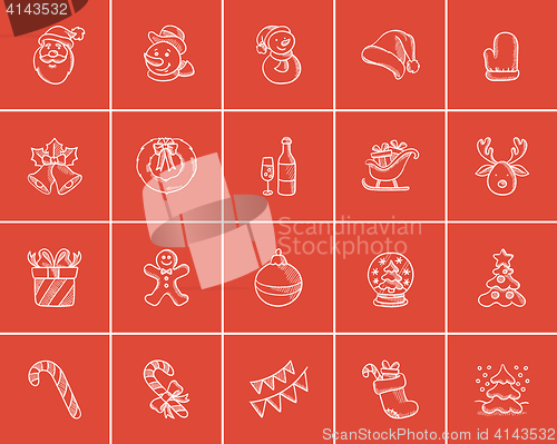 Image of Christmas sketch icon set.