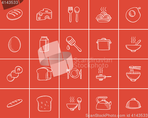 Image of Food and drink sketch icon set.