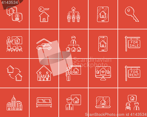 Image of Real estate sketch icon set.