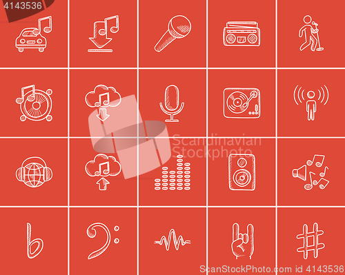 Image of Media sketch icon set.