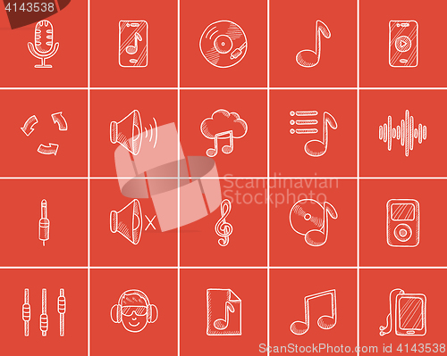 Image of Media sketch icon set.