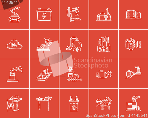 Image of Industry sketch icon set.