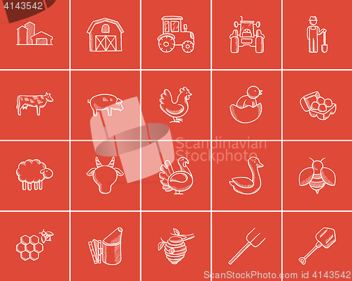 Image of Agriculture sketch icon set.