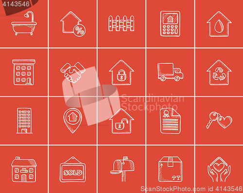 Image of Real estate sketch icon set.