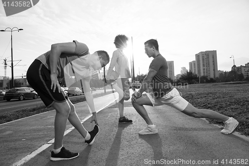 Image of multiethnic group of people on the jogging