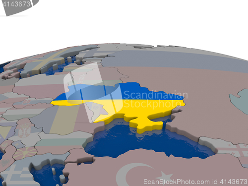 Image of Ukraine with flag
